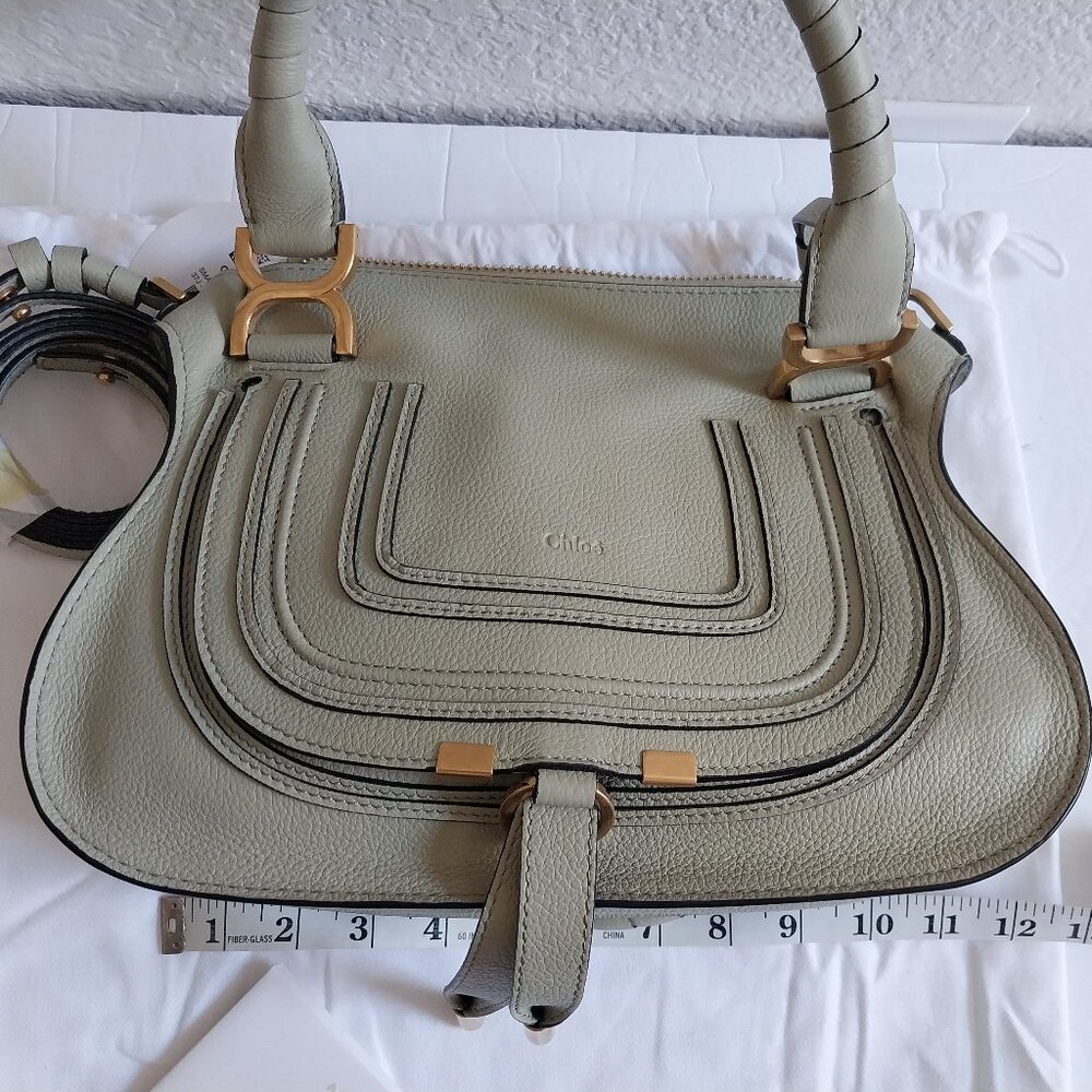 Chloe Small Marcie Grained Leather Crossbody Bag Faded Green - Picture 6 of 10